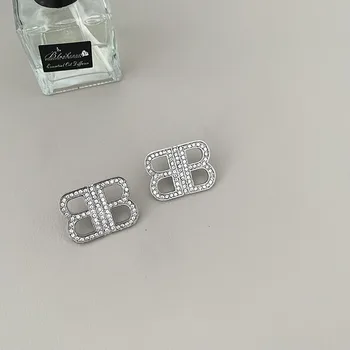 Veľké drahokamu dvojité BB stud náušnice pre ženy luxusný dizajn vyhlásenie náušnice bling lesklé šperky, šperky streetwear