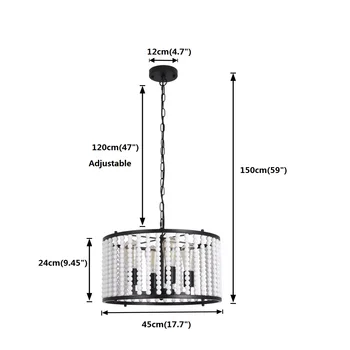 Luster lampa 4-Svetlá Dreva Perličiek Lustre Nastaviteľná Výška Moderný Dom Prívesok Svetlá pre Obývacia Izba