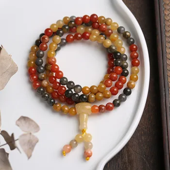Viacvrstvové Modlitba 108 Korálok Malá Golden Silk Jade Náramky Budhizmu Budhu Kúzlo Ruženec Unisex Náramok Muži Ženy Jogy Šperky