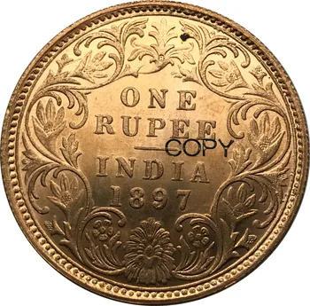 Britskej Indie Roku 1897 Červená Meď Queen Victoria Jeden Rupia Kópie Mincí
