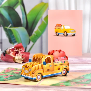 10-Pack Pop-Up Výročie Karty pre Narodeniny, valentín 3D Kamión Pohľadnice, Manželka, Manžel Ženy