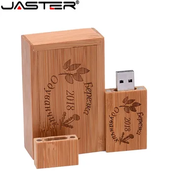 JASTER USB 2.0 drevené malý štvorcový blok USB+BOX Flash Disk 64 GB 32 GB, 16 GB 4 GB Memory Stick fotografie dary 1PCS zadarmo logo