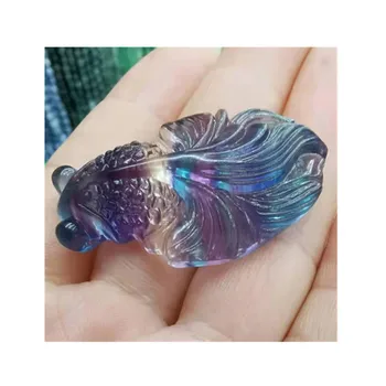 Rainbow kremenné kryštály liečivý kameň fluorite rybka na Darček prívesok