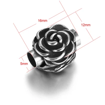 Nerezová Oceľ Magnetická Spona Kvet Otvoru 5mm Kožené Kábel Spony Magnet Pracky DIY Náramok Šperky, Takže Uzavretie Komponentov