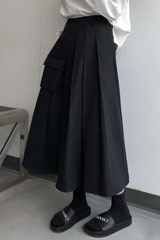 Čierne Sukne,-line sukne, vysoký pás, letné nový štýl vrecku kryt cross-zobraziť Tenká stredná-dĺžka Hepburn sukne štýl ženy