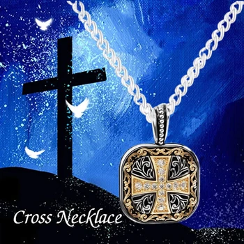 Móda dva-farba kríž retro vzor vyrezávané náhrdelník Európske a Americké osobnosti punk cross prívesok strany darček