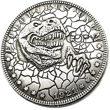 HB(28)NÁS Hobo 1921 Morgan Doláru V Dinosaura Tvorivé Mince Stlačené Strieborné Pozlátené Kópie Mincí