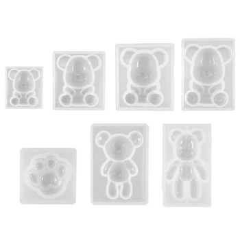 7 Ks/Set Medveď Keychain Crystal Epoxidové Živice Plesní, Náušnice, Prívesok, Silikónové Formy DIY Remesiel, Šperkov Náhrdelník Nástroj