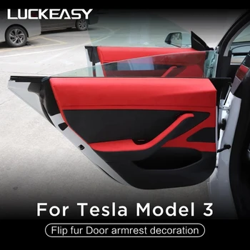LUCKEASY Pre Tesla Model 3 2017-2020 Auto Flip Kožušiny Dvere Opierke, Dekorácie, Doplnky, Ochranné Dverí ochranný Film Nálepky