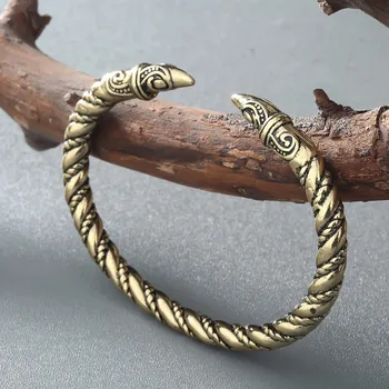 Cxwind Viking Havran Symbolom Veľké Náramok Bronzové Šperky Viking Prísahy Pohanské pánske Manžety Twist Retro Putá Náramok Náramok