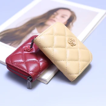 Módne Originálne Kožené Držiteľov Karty Ženy Luxus, Design, Prešívaný Niť Mince Kabelku Zips Okolo Malých Peňaženky Multi Vrecká