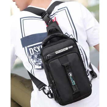 Muži Nylon Crossbody Taška s USB Nabíjací Port Multifunkčné Vonkajšie Cestovné Nepremokavé Daypack Muž Bežné Messenger Náprsné Tašky