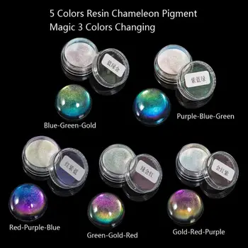 5 Color Magic Živice Chameleons Pigment Zrkadlo Rainbow Pearl Prášok, Farbivo Epoxidové Živice Lesk Živice Šperky, Takže Kit