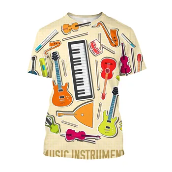 Jumeast 3D Hudby Husle Poznámky Vytlačené Hip Hop Muži T-shirts Svetlo Akademickej obce Neforemné T Shirt Streetwear Hippie Drip Oblečenie T-shirty
