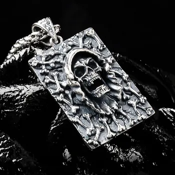 BOCAI Nové reálne 925 sterling silver prívesok mužov diabol lebky rock Thai striebro osobné šperky pevné s925 strieborný prívesok mužov