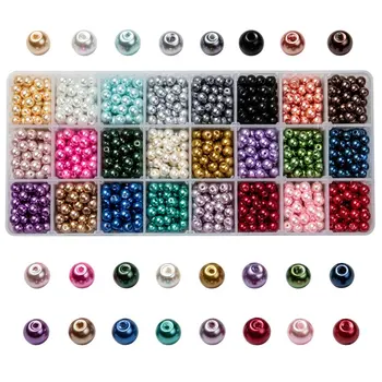 Zmiešané Farby Okrúhle Sklenené Perly Korálky pre Náhrdelníky, Náušnice, Náramky, Šperky, Takže DIY Príslušenstvo Pearlized 4 mm 6 mm 8 mm 10 mm