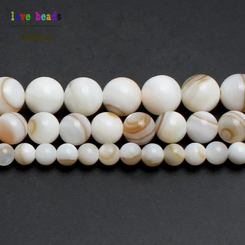 Prírodný Kameň Korálky Biela Shell Perly Pre Šperky, Takže 15inches 4/6/8mm Kolo Dištančné Korálky Diy Šperky