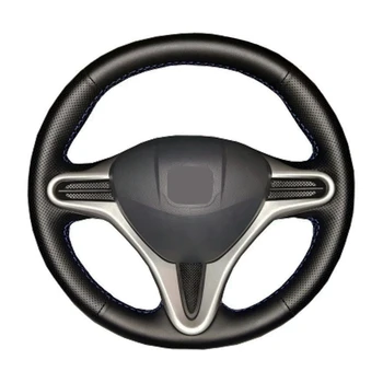 Č-Slip Čierne Originálne Kožené Prispôsobené Auto Volant, Kryt Na Honda Civic Staré Občianske 2006-2011 Vrkoč Auto Príslušenstvo
