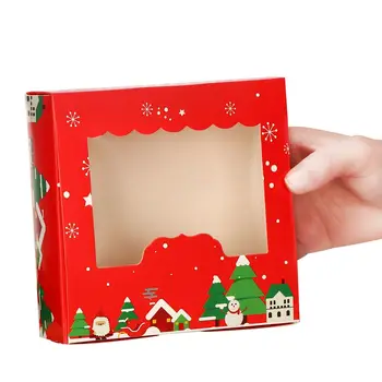 1/10pcs Vianočné Kartón Tortu Boxy 4 Cup Cake Box Balenie Nádherné Darčekové Balenie Box Na Vianočný Darček