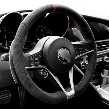 Pre Alfa Romeo giulia/stelvio Alcantara semiš interiérové úpravy súkromné vlastné ručne šité volant, kryt