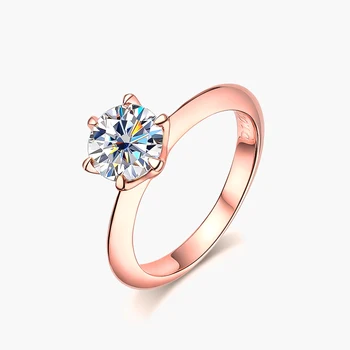 OEVAS Skutočný 1 Carat D Farba Moissanite Snubné Prstene Pre Ženy Najvyššej Kvality 18K Biele Zlato Farby, 925 Sterling Silver Šperky