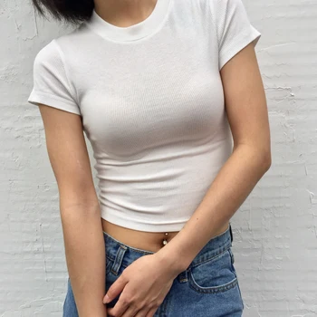 Vintage čierna biela tričko ženy plodín top kórejskej ženy oblečenie 2022 Lete roztomilý sexy tričko streetwear tshirts