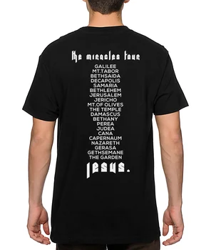 Unisex Späť Tlač Zázraky Tour Ježiš Christian T Shirt Vtipné Tričko pánske, Krátky Rukáv Streetwear T-Shirt Grafické Tees Ženy