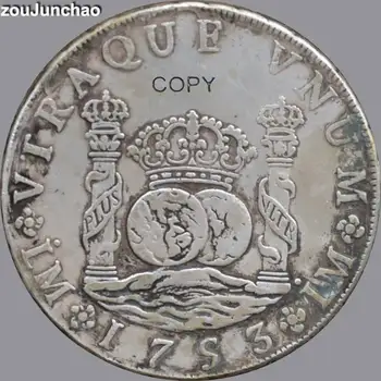 Peru Mince Pokovovanie Striebornú Mincu 1753 M J 8 REALES Kópia