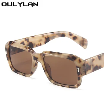 Oulylan Vintage Námestie slnečné Okuliare Mužov Značky Dizajnér dámske Slnečné Okuliare Módne y2k Okuliare Classic Leopard Okuliarov Žena UV400