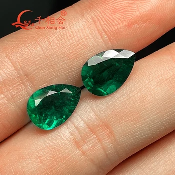 4*6 až 9*13mm zelenej farby hruška tvar Vytvorený Hydrotermálne Muzo Emerald vrátane drobné trhliny a inklúzie voľné drahokam