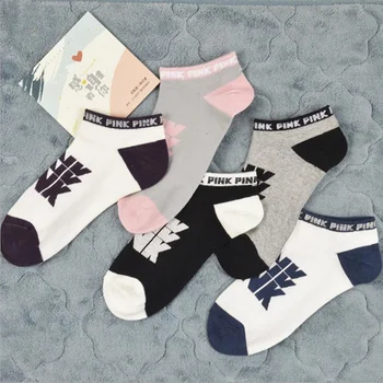 Ponožky Ružová Ženy Pohybu Harajuku Legrační Farebné Ponožky ružový list futbal Tvorivé Písmená Ponožka Streetwear Členkové Ponožky so Systémom