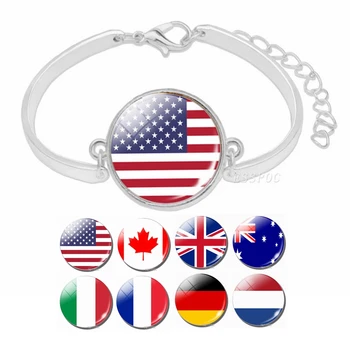 Americká Vlajka Náramok ruskej Vlajky Tlače Ženy Kúzlo Náramok USA, UK, CA Nemecko Francúzsko Holandsko Taliansko Austrália Vlajka Šperky