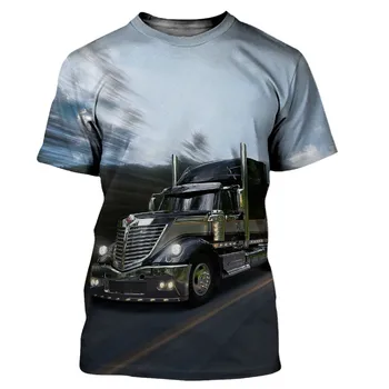 Mužov a žien 3D tlač Páry ulici ťažké nákladné vozidlo módne a pohodlné príležitostné T-shirt, 2021 letné nový štýl