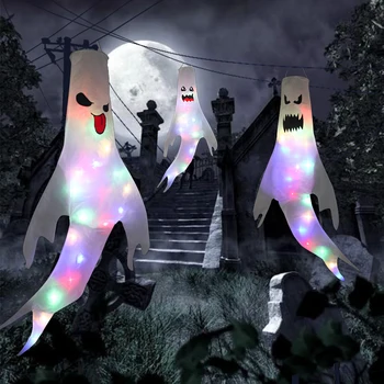 Halloween Dekorácie LED Blikajúce Ghost Klobúk Halloween Party Zdobiť Žiariace Sprievodca Závesné Svietidlo Horor Rekvizity Domov Bar Dekor