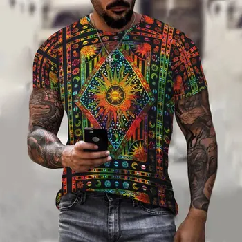 Boho Trippy Burín Leaf Hippie chlapci designer t shirt mužov nadrozmerná zábavné tričká pre mužov Estetické oblečenie
