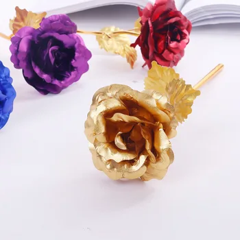 24k Gold Ū Rose Falošné Kvet Umelé Kvety Večný Rose s Stáť Navždy Milovať Svadobné valentínske Dekor Najlepší Darček