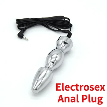 E-Stim Bipolárna Elektrickým Prúdom Análny Plug Electrosex Zadok Plug Kovové Elektródy E-Stim Stimulácia Sexuálne Hračky pre Mužov, Ženy