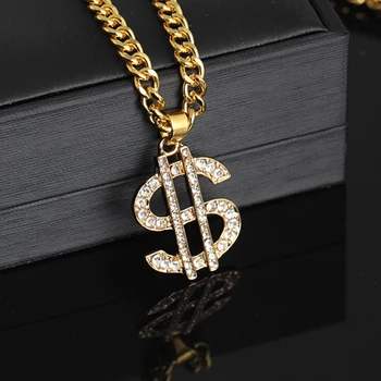 Hip Hop Rap Zlatá Farba AMERICKÝ Dolár Prívesok Náhrdelník Reťazca Príslušenstvo Hiphop Šperky, Peniaze Pre Ženy, Mužov Bling Šperky Darček