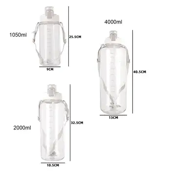 1050ml/2000ml/4000ml Vody Fľaše Rýchly Tok Únik Dôkaz Meracia Stupnica Tlač BPA Free Fľaša na Vodu s Slamy pre Outdoorové Športy