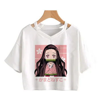 Ženy Nezuko Kimetsu Č Yaiba Plodín Top Tees Tričko Manga Démon Vrah T Shirt Tanjirou Kamado Japonské Anime T-shirt camiseta