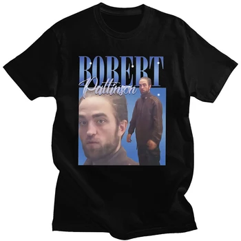 Streetwear Robert Pattinson Tlač Bavlna tričká Mužov Hip Hop T Shirt Lete Y2K Krátky Rukáv Topy Unisex Bežné Tees