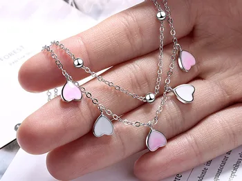 Ženy Náramok Pink & White Srdcia Spojené Chians Resizable Náramok Šperky Fenku Darček K Narodeninám