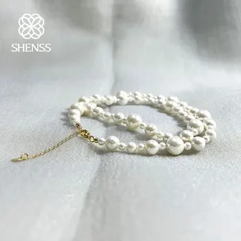 Vysoko Kvalitných Viacvrstvových Shell Perlový Náhrdelník Pre Ženy, Svadobné Šperky
