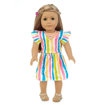 2020 Nové Prúžok šaty vhodné na Americké Dievča Bábiku Šaty, 18-palcové Bábiku , Vianočné Dievča, Darček(iba predávať oblečenie)
