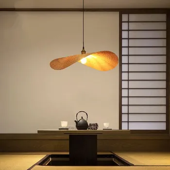 Retro Bamboo Loft Kuchyni Visí Lampa Domova Dizajn Prívesok Svetlá Ratan Wicker Svietidlo Pozastavenie Obývacia Izba