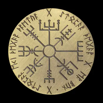 Vegvísir Viking Kompas Medi Á Suveníry a Darčeky Šťastie Mince Zberateľské Pamätných Mincí, Domáce Dekorácie