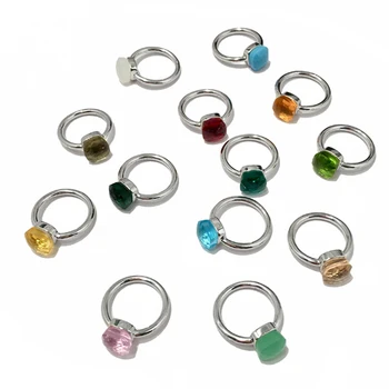 Autor Pôvodného S925 Šterlingov Strieborné Námestie Candy Farby Crystal Krúžok Otvoriť Jednoduché, Elegantné, Ľahké Luxusné Dámske Šperky