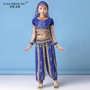 Deti V Indii, Brušný Tanec Šaty, Kostýmy Brušného Tanca Nastaviť Orientálny Tanec Detí Šaty Bellydance Dieťa Deti Indickej 4 Farby