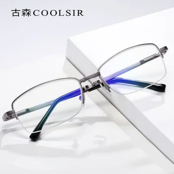 Nový prenosný skladací, anti-modré svetlo, kovové pol-frame okuliare na čítanie 9004