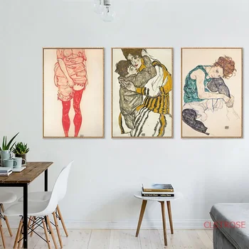 Egon Schiele Farba Tela Vymedzenie Náčrt Obrázok plagátu Domova Umelecké Plátno na Maľovanie Modulárny obrazov na Stenu Pre Obývacia Izba